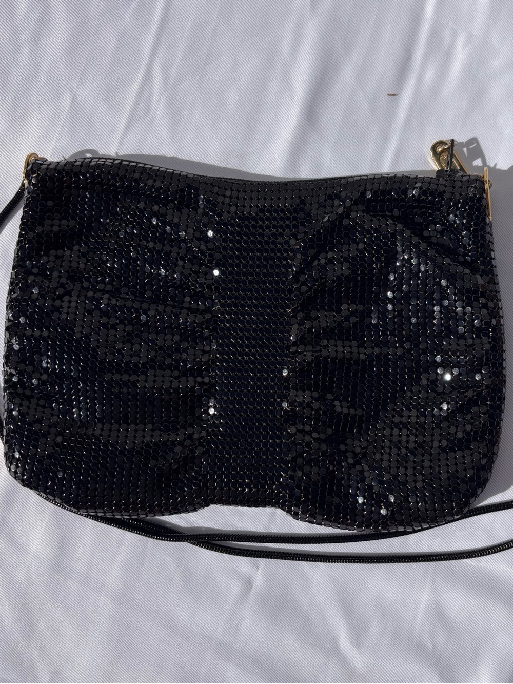 Black Sequined Evening Clutch with Slim Strap